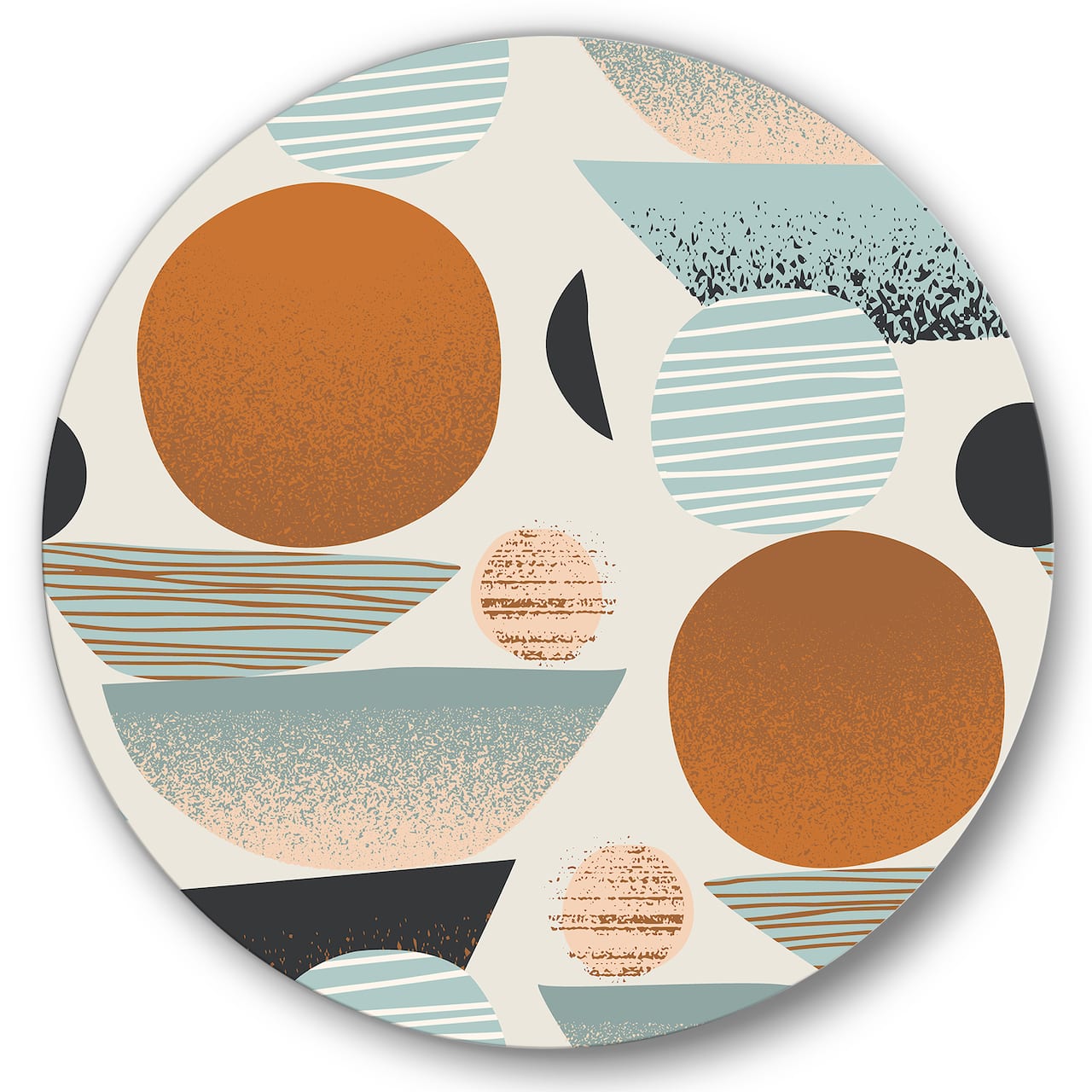 Designart - Retro Shapes With Abstract Suns and Moons I - Modern Metal Circle Wall Art